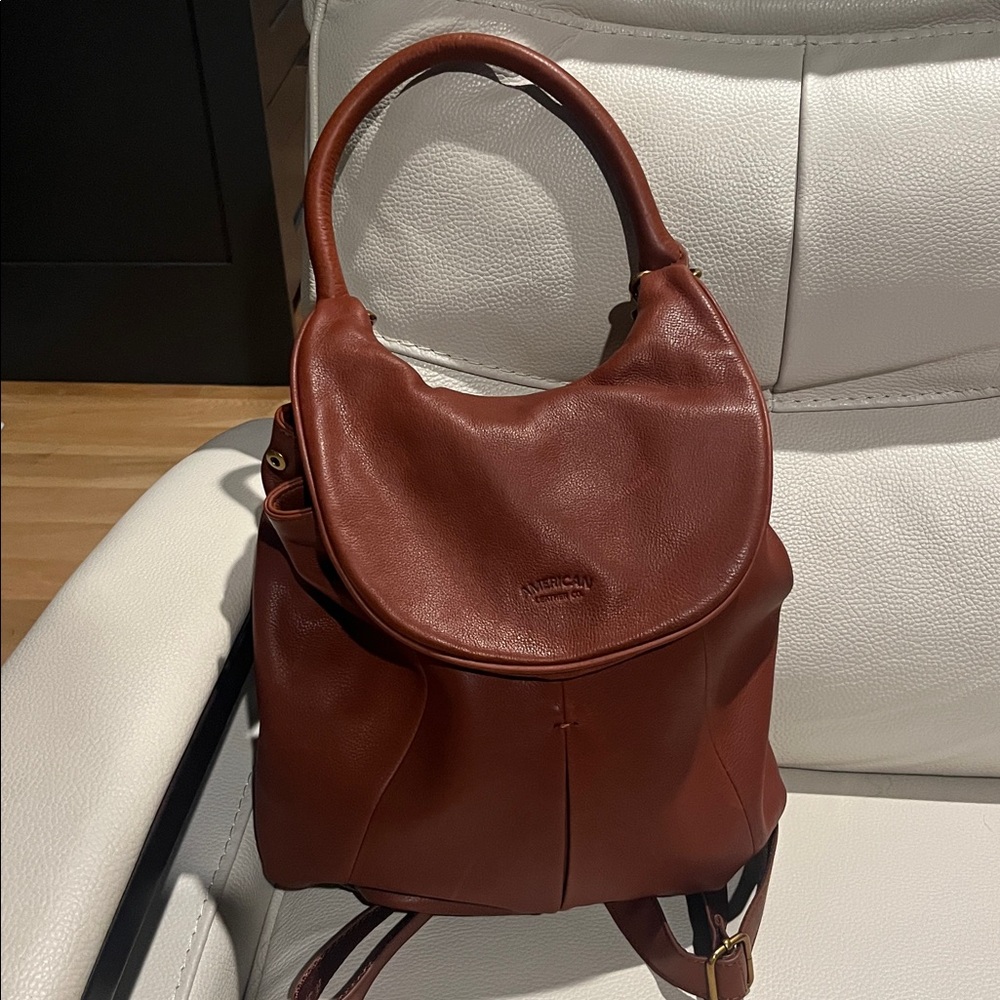 NWT American leather Co Leather Catalina convertible backpack Brown cognac Bag - Picture 10 of 16